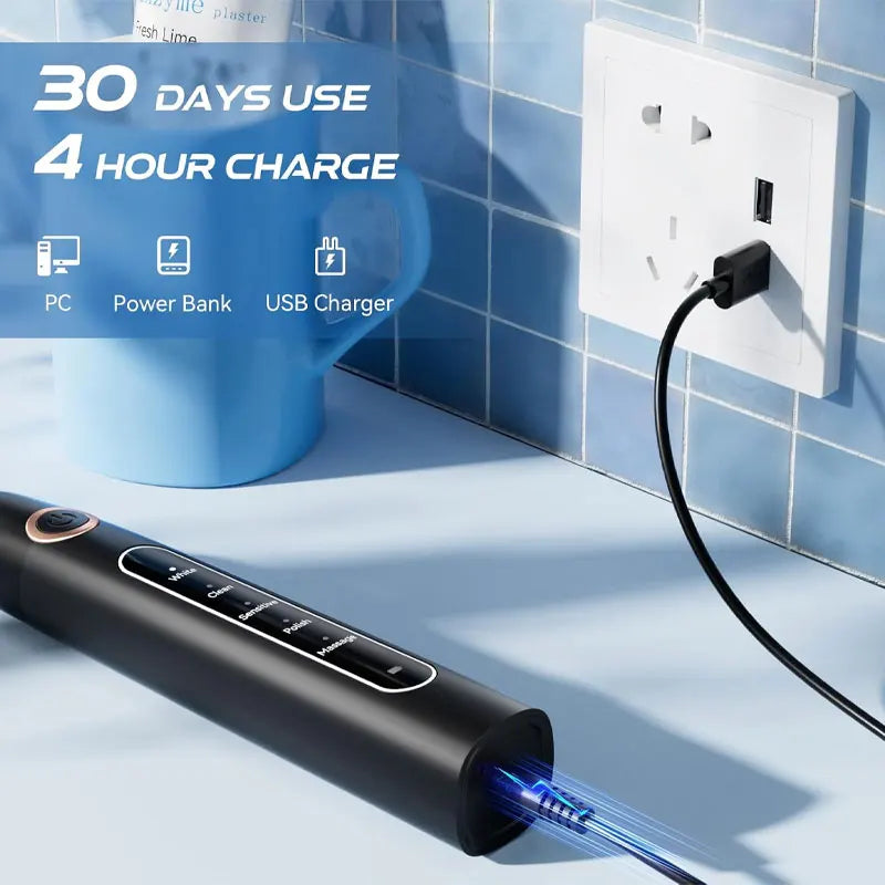 YUNCHi Rechargeable Sonic Toothbrush Y5 Sonic Adult Electric Teeth Brush 2 Min Timer 5 Brushing Modes Tooth Whitening Cleaning Vue