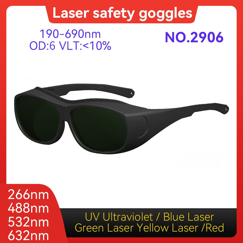 Laser Goggles ANSI Z87.1 Approved OD7+ 800-1100nm Impact-Resistant PA Frame Laser Lenses for High Power Fiber Laser Cutting Vue Model 2906 OD6