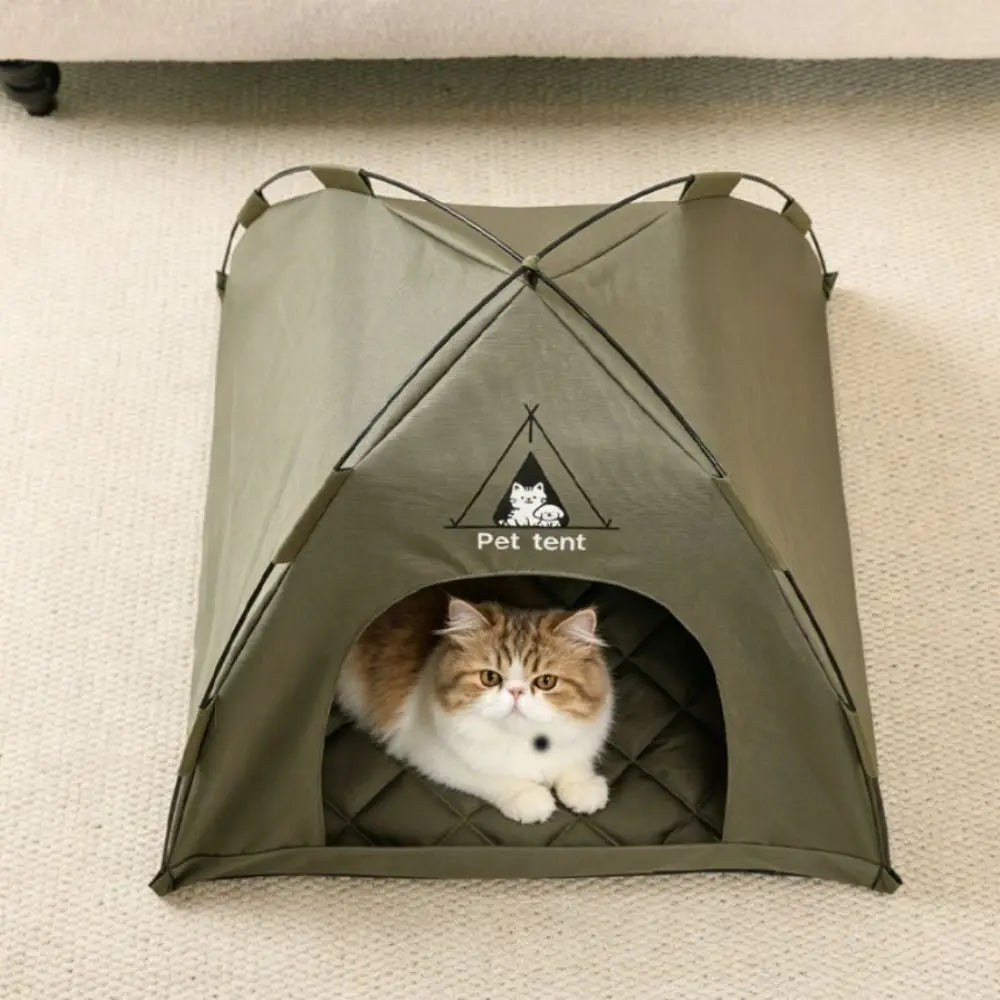 Pet Supplies Breathable Pet Tent House Portable Comfortable Folding Cat House with Double-sided Mat Feral Cat Shelter Travel Vue