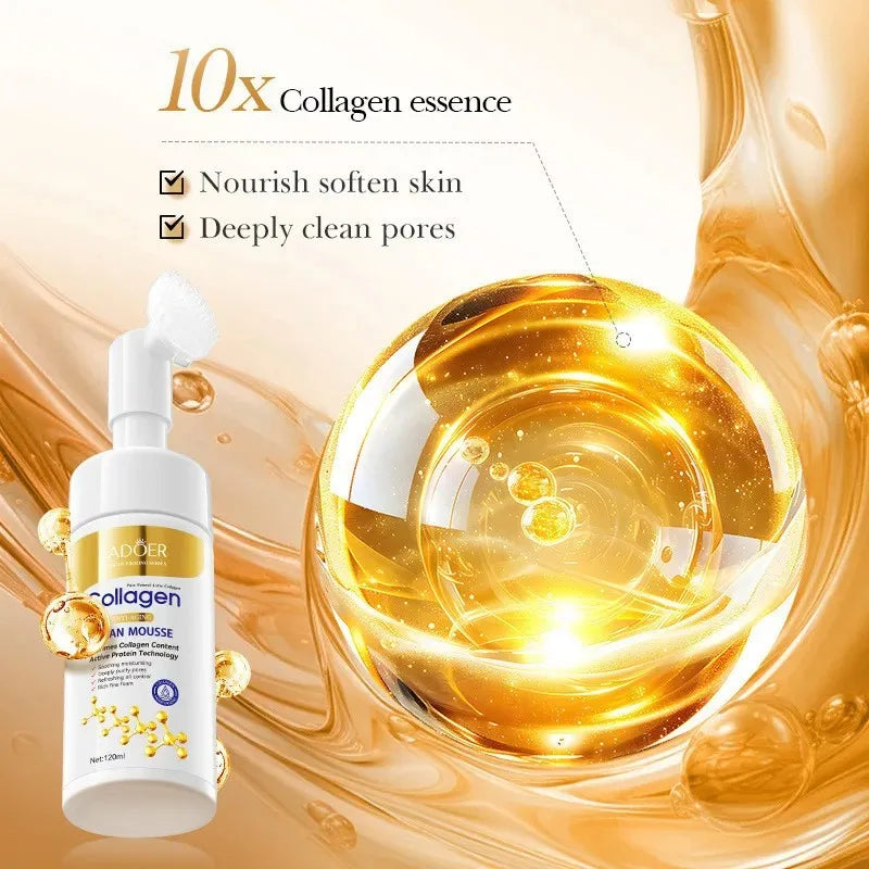 Sadoer Collagen Facial Cleanser Mousse Deep Cleansing Skincare Moisturizing Firming Face Wash Foam Cleanser Skin Care Products Vue