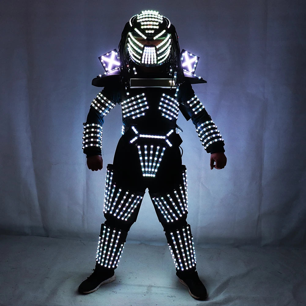 LED Robot Costumes Clothes LED Lights Luminous Stage Dance Performance Show Dress for Night Club Vue