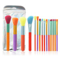 15pcs Colourful Makeup Brush Set Girl Gift Foundation Blending Face Powder Blush Eyeshadow Rainbow Makeup Brushes Custom Logo Vue No bag