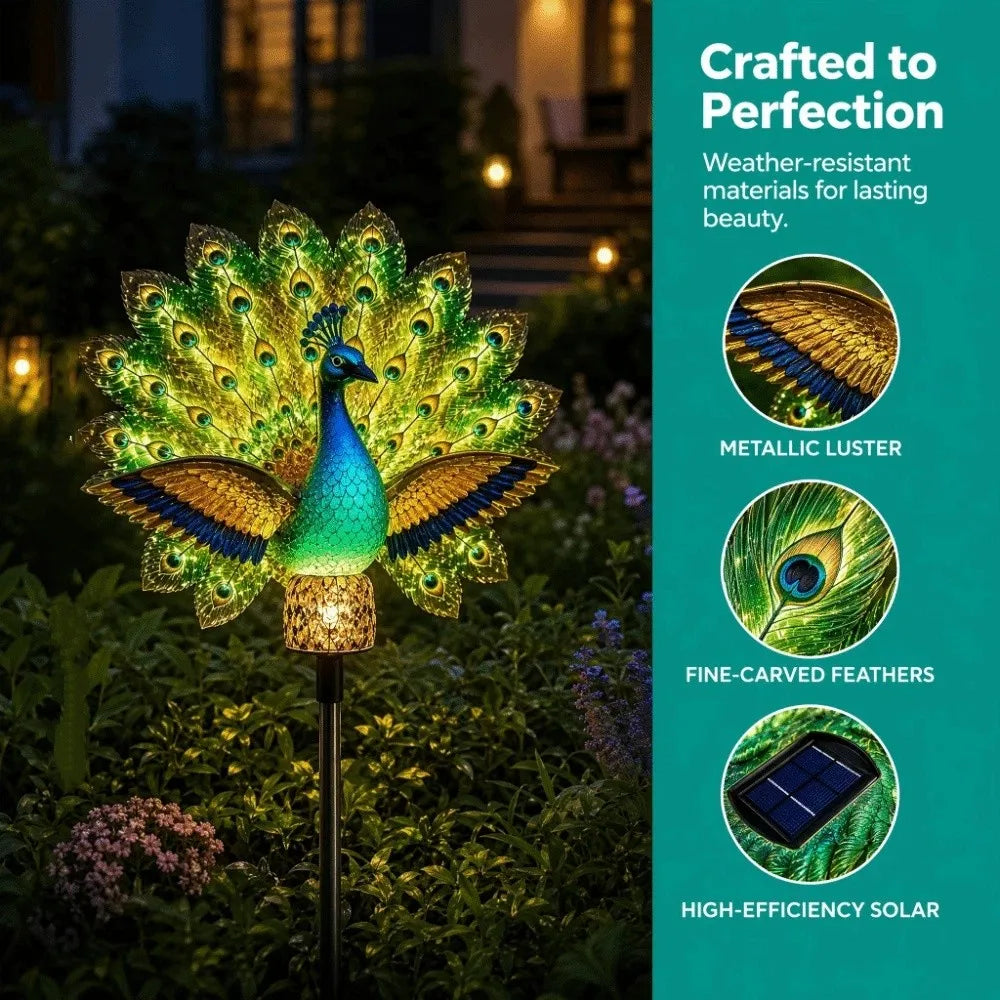 Waterproof Solar Garden Lights Resin Outdoor Statue Peacock Solar Stake Light Energy Saving Landscape LED Lights Vue