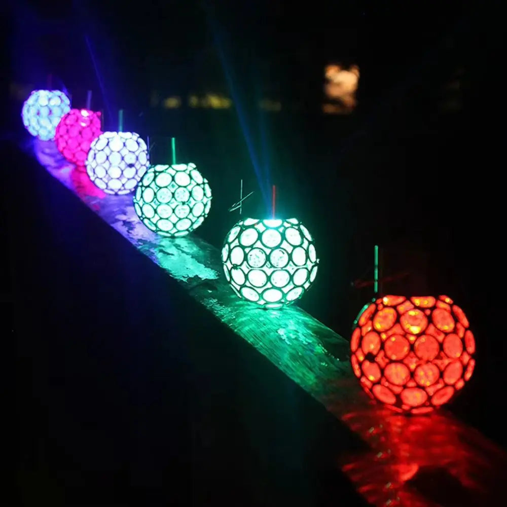 Camping Waterproof Solar Lights Round Ball Motion Sensor LED Lights Glass Chandeliers Multicolor Hanging Light Courtyard Vue