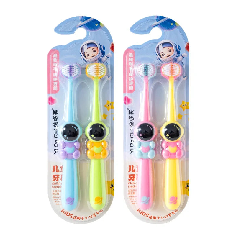 2pcs Children Toothbrush Three-sided Soft Bristle Teeth Whitening Brushes For 3-12 Years Old Kids Toothbrushes Dental Oral Care Vue 2SET