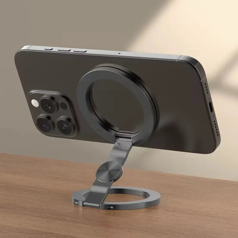 Foldable Double-Sided For Magsafe iPhone Holder 360° Rotating Stand with Strong Magnet Finger Grip for iPhone 17/16/15/14/13 Vue Black 2
