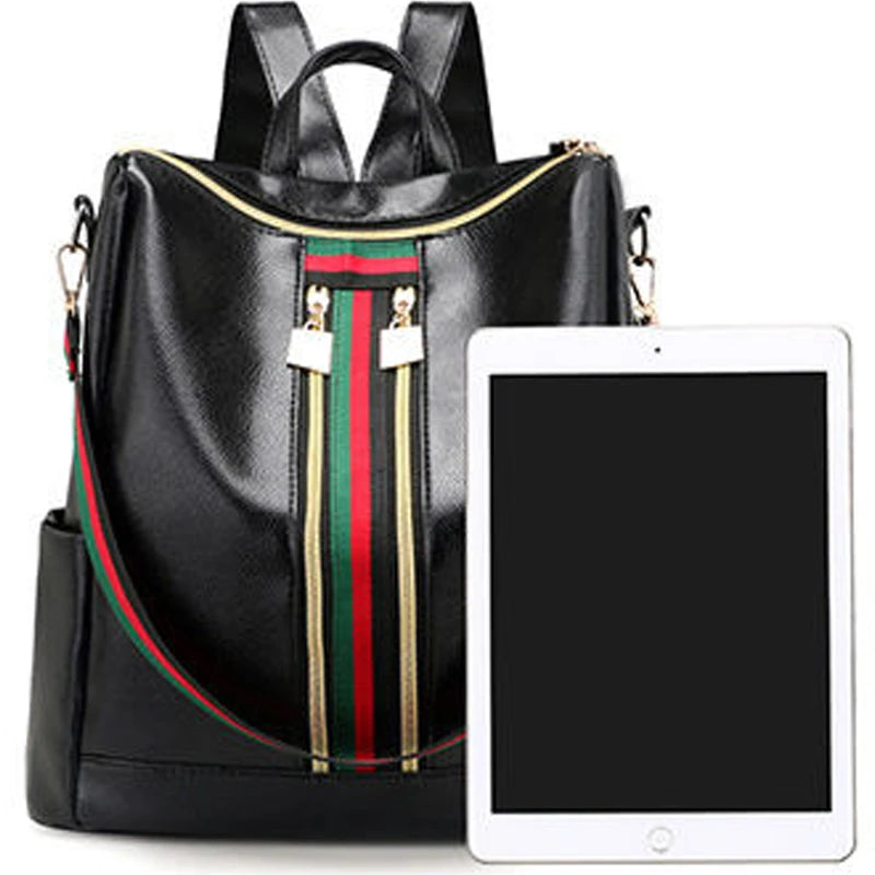 Chic Multi-way Backpack Daily Travel Stylish Striped-detail