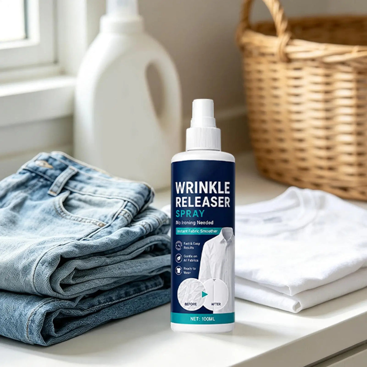 Wrinkle Release Spray for Clothes, No Iron Fabric Softener & Smoothing Agent, Quick C rease Remover for Shirts Dresses Bedding Vue