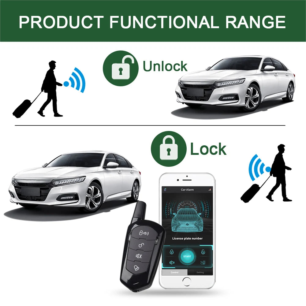GIORDON Universal Car Guard against theft system Central Kit Door Lock KeylessAPP With Remote Contr Entry System Central Locking Vue