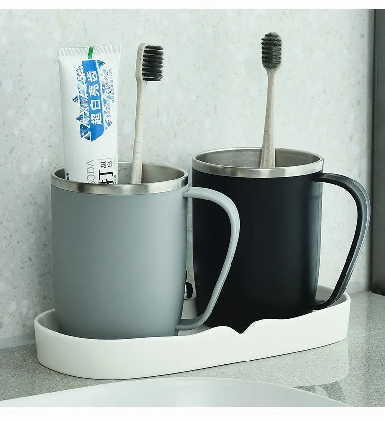 304 Stainless Steel Teeth Cleaning cup Mouthwash cup Bathroom Roller Toothbrush Toothpaste travel Wash cup Bathroom Accessories Vue