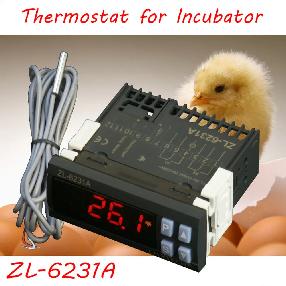 ZL-6231A 12V/110V/220V Incubator Controller Thermostat with Multifunctional Timer Intelligent Temperature Control Regulator Vue