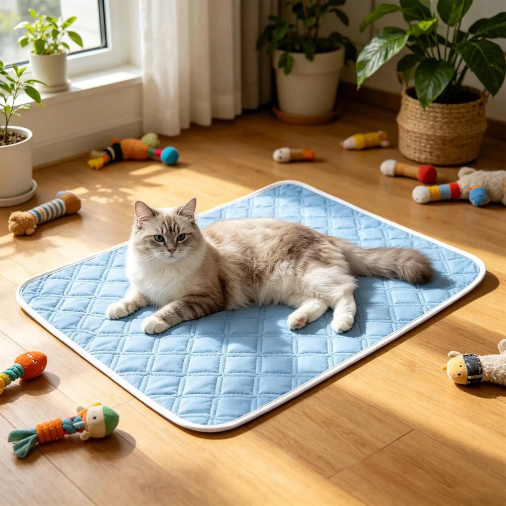 50X70cm/70X90cm Breathable Washable Soft Pet Cooling Mat, Summer Cool Sleeping Pad for Dog Cat Puppy Kitten, Crate Kennel Home Vue