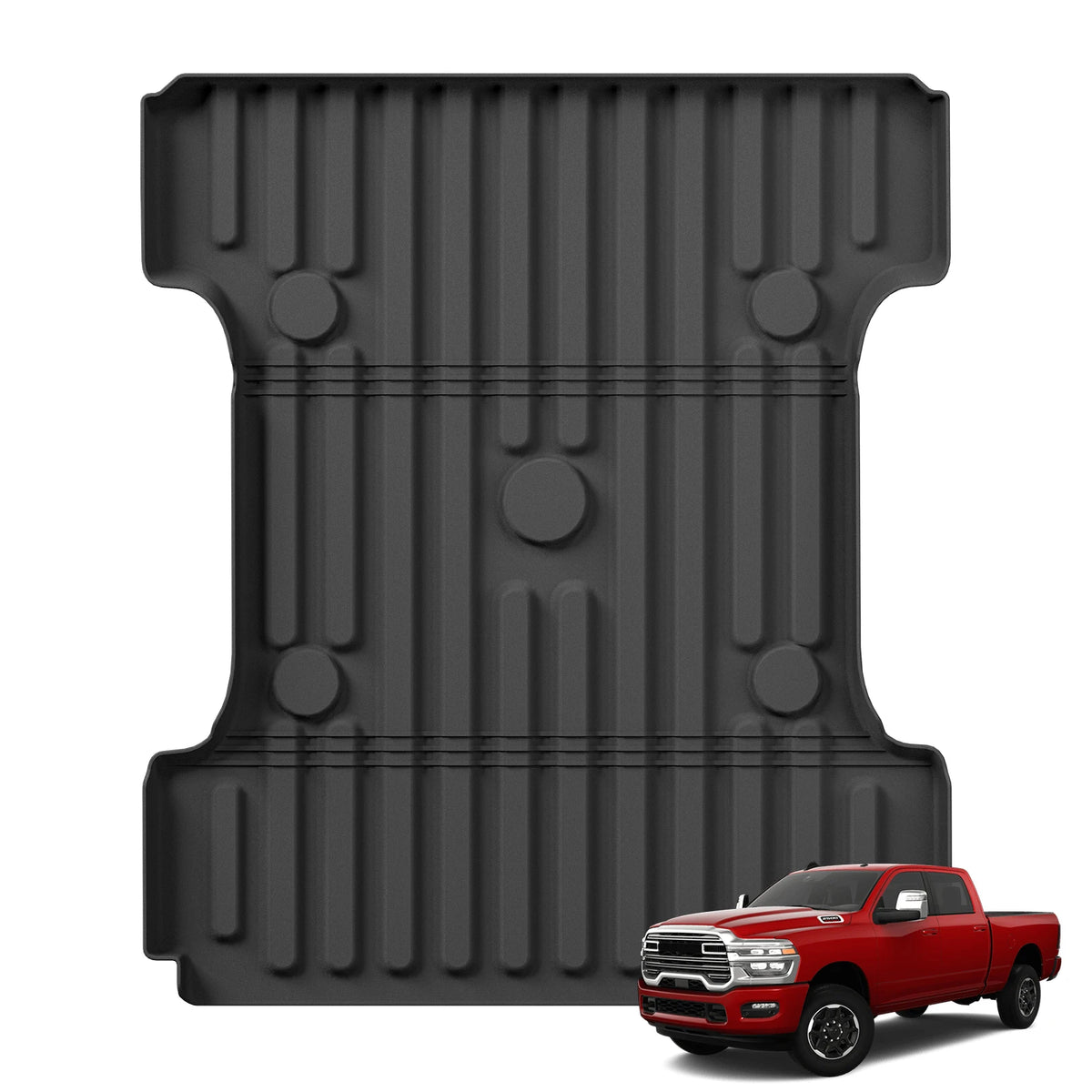 Smabee for Dodge RAM 2500/3500 2002-2025 2026 & Ram 1500 Classic 2019-2024 & Ram 1500 2002-2018 6.4FT Truck Bed Mat TPE 3D Pad Vue 6.4FT Trunk Pad