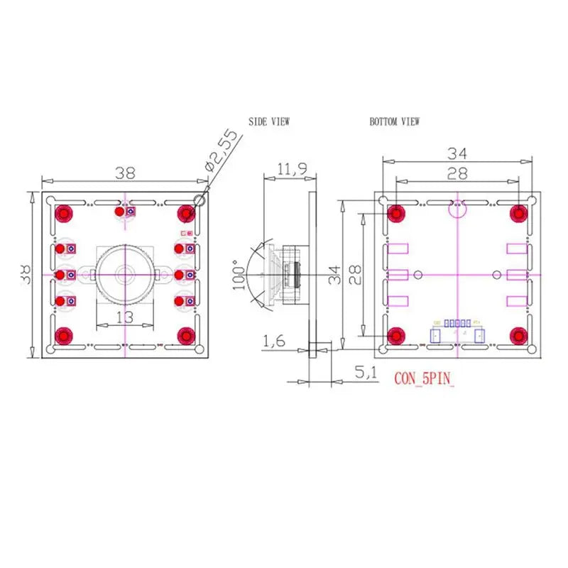 Hot-New 3Pcs 100 Degree Camera Module 1MP OV9732 1280X720 USB Free Driver Manual Focus,With 0.6 Meter Cable For Winxp/7/8/10 Vue