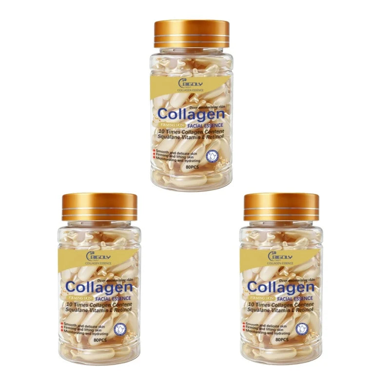 Collagen Facial Essence, Deeply Moisturizing, Firming and Lifting the Skin, Packaged in Capsules, Safe and Hygienic, Easy to Carry Vue 3 Boxes