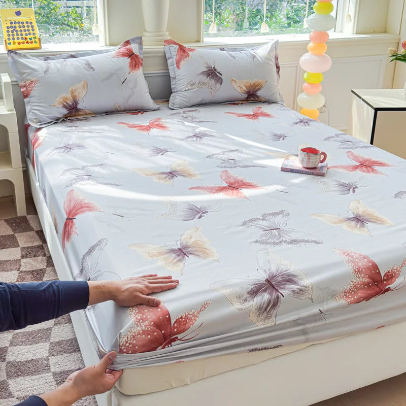 Cartoon Capybara Pattern Fitted Sheet Brushed Microfiber Single Double Mattress Cover Queen Non Slip Bed Sheet with Elastic Band Vue