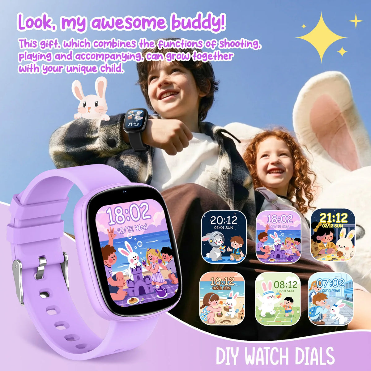 2026 Kids Games Smartwatch 1.83''HD Screen Camera 22 Interesting Games Sleep Monitor Alarm Clock Calculator Children Watch Gifts Vue
