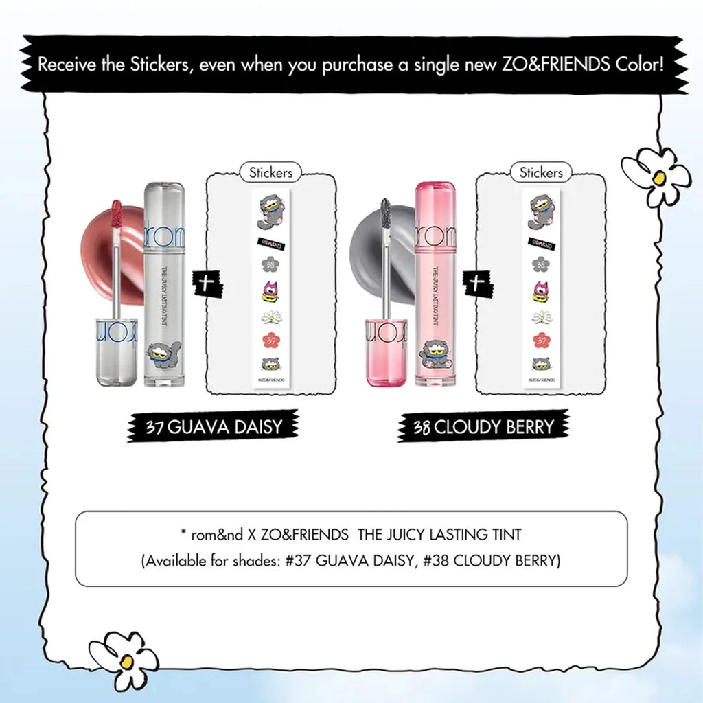 rom&nd X ZO&FRIENDS THE JUICY LASTING TINT,Natural Look,Hydrating Moisture,Luxury Makeup,Korean Cosmetic,K-Beauty,Korean Makeup Vue