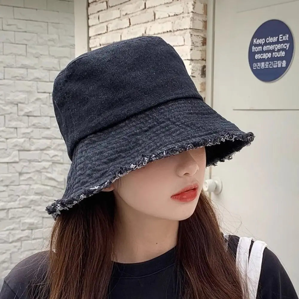 Fashion Denim Summer Sun Hat Foldable Anti-UV Reversible Fisherman