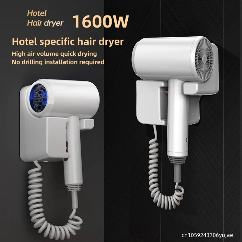 Wall Mounted Hair Dryer 1600W No-Drill Hotel Bathroom 220V Wall Mounted Hair Dryer Vue