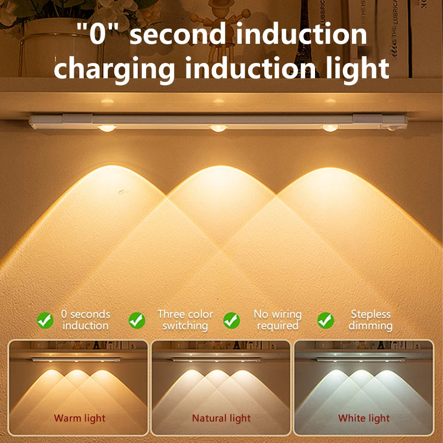 20/30/40/50cm LED Kitchen Under Cabinet Light USB Rechargeable Motion Sensor Bar Light For Kitchen Bedroom Wardrobe Night Light Vue