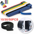 10/30/50pcs Releasable Cable Organizer Ties Mouse Earphones Wire Management Nylon Cable Ties Reusable Loop Hoop Tape Straps Tie Vue 10PCS Black