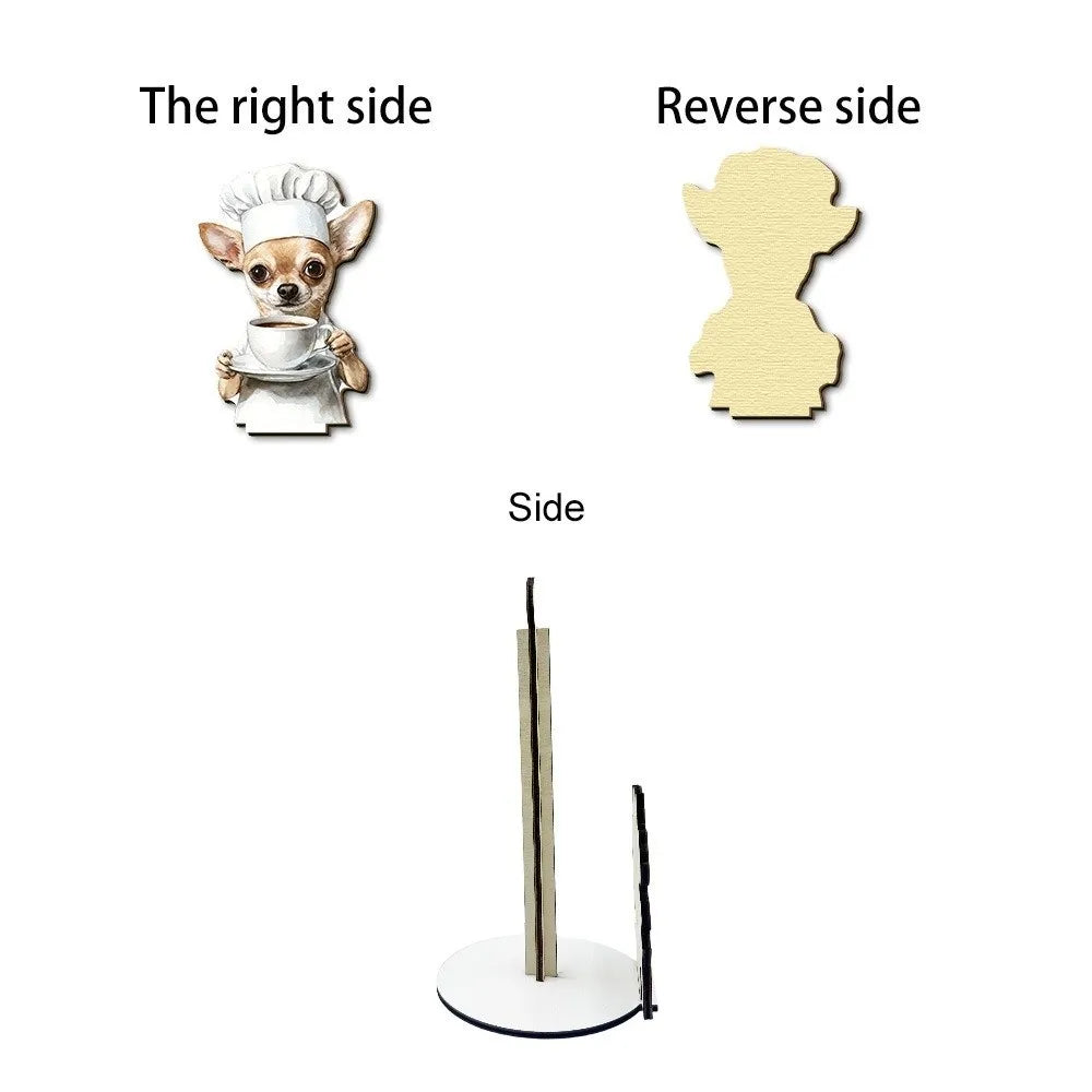 Desktop Decoration Adorable Tissue Holder Kitten Bow Kitchen Towel Rack Chihuahua Cat Roll Paper Standing Rack For Kitchen Vue