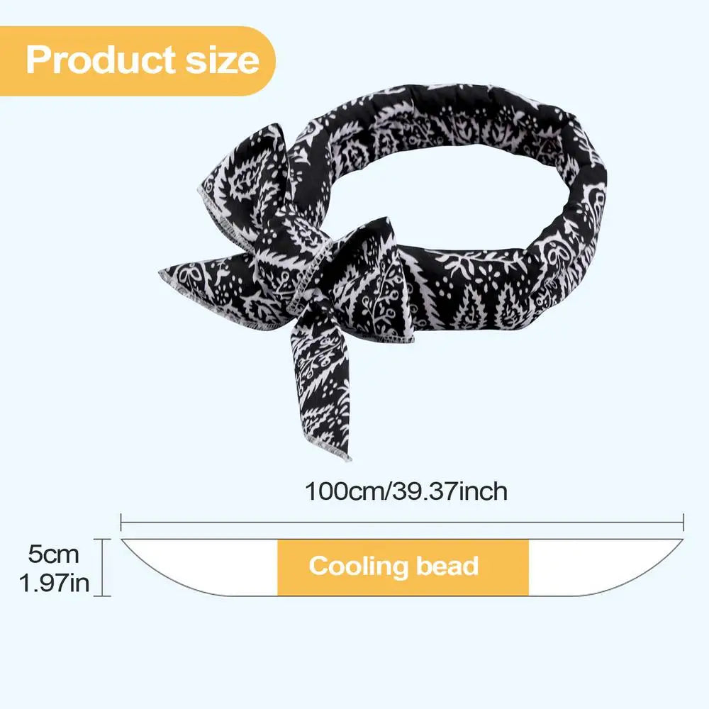100CM Instant Cooling Dog Bandana, Absorbent Ice Towel Scarf Wrap, Reusable Pet Cooling Scarf for Small Medium Large Dogs Cats Vue E