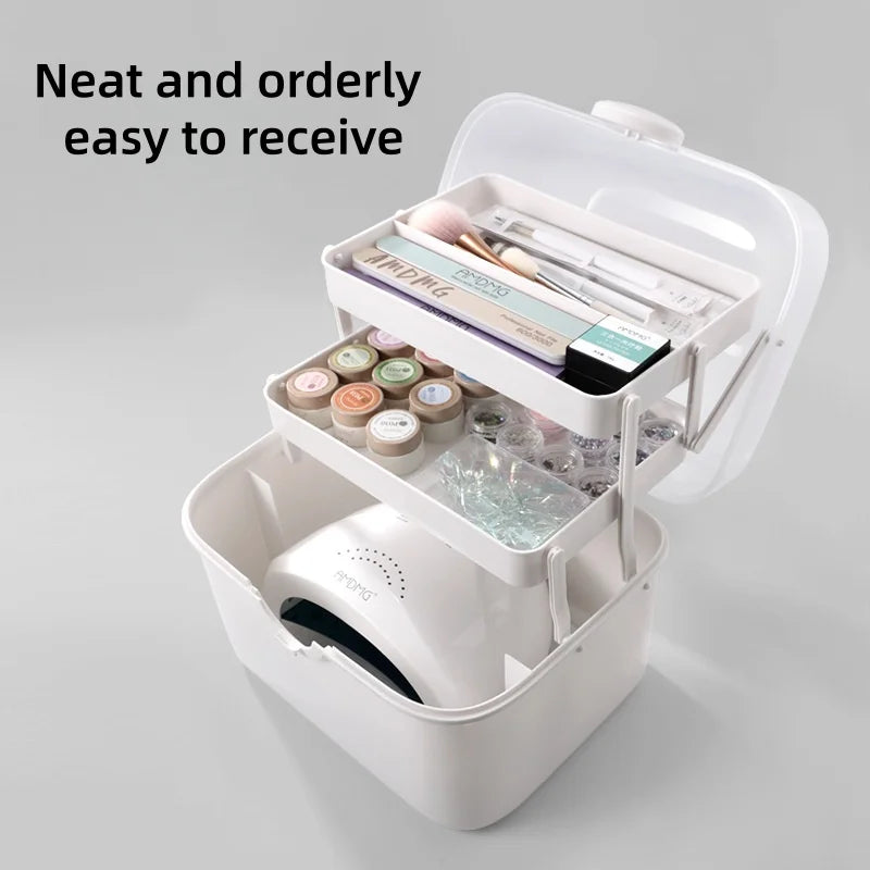 Handheld Multi-layer Big Size Manicure Organizer Storage Box for Gel Nail Polish Manicure Tools Large Capacity Vue
