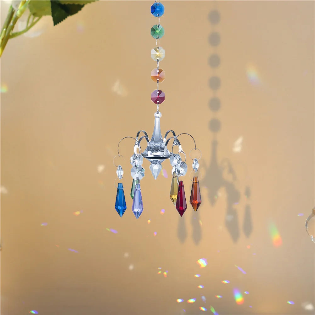 Faceted K9 Crystal Prism Suncatcher Pendant – Rainbow Window Decor Crystal Suncatcher Vue