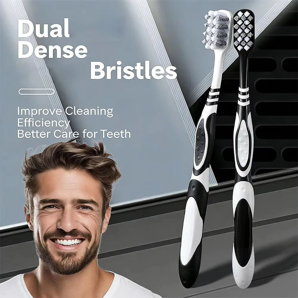 2Pcs Hard-bristled Cleaning Toothbrush Medium Hard Deep Cleaning Remove Tea Stain Plaque For Adult Vue