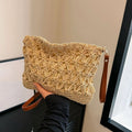 Summer Beach Women Straw Rattan Weave Shoulder Crossbody Bag Hollow