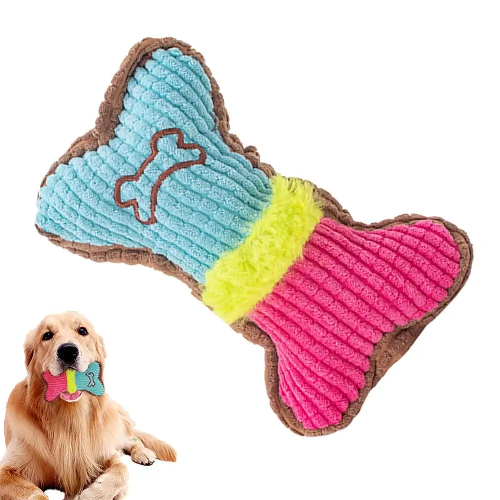 Squeaky Plush Dog Toy for Small Medium Breeds - Durable Puppy Teeth Cleaning Chew Toy Interactive Pet Play & Dental Care Vue C CN