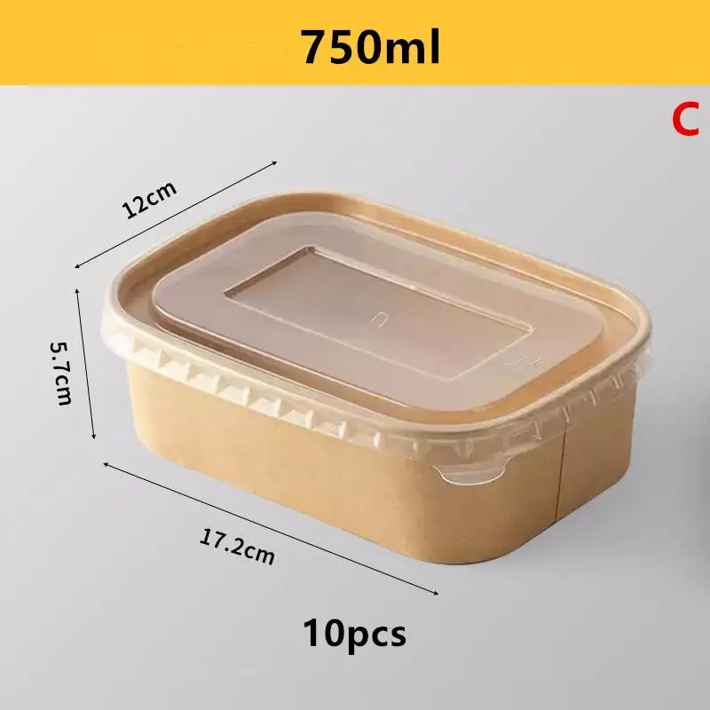 Disposable Lunch Box Kraft Paper Square Fast Food Packing Boxes Bowls Vue C