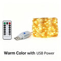 USB LED String Lights 8 Modes with Remote Control Fairy Lights for Christmas Tree Wedding Party Home Decoration Vue Warm USB Power 20M