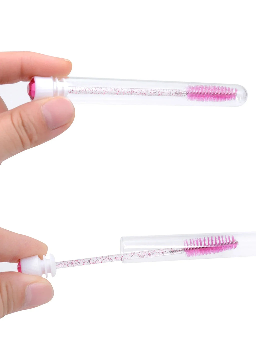 10Pcs Reusable Eyelash Brush Tubes with Mascara Wands & Lash Extension Brushes - Diamond Eyebrow Comb Set in Case Makeup Tools Vue