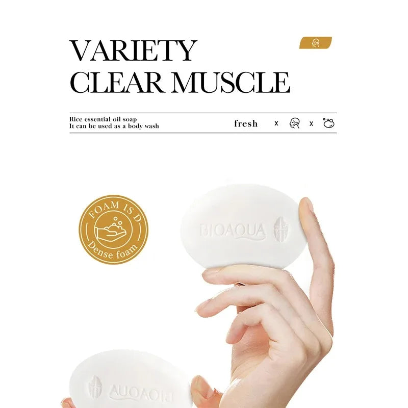 White Rice Raw Pulp Cleansing Soap Facial Foaming Cleanser Moisturizing Oil Control Body Bath Handmade Soap Vue