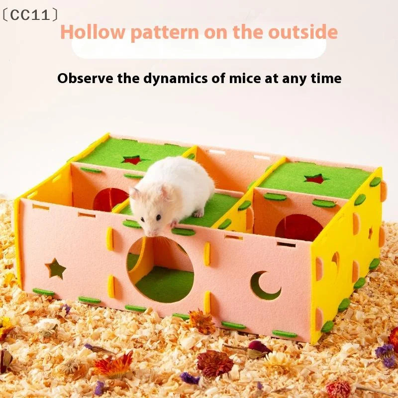 CC11Removable Felt Maze Hide Nest Hamster Passage Little Pet Sugar