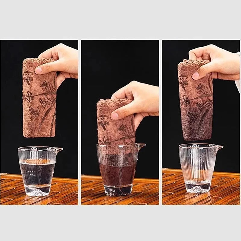 30*30cm Absorbent Thick Tea Towel, Professional Tea Table Cloth, Super Absorbent, High-End Tea Cleaning Coaster Accessories Vue