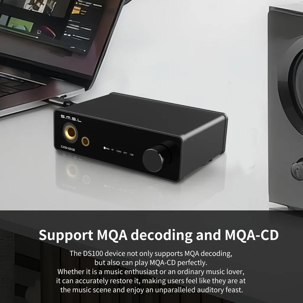 SMSL DS100 MQA DAC & Headphone Amp | CS43131 Hi-Res Audio DAC Headphone Amplifier Vue
