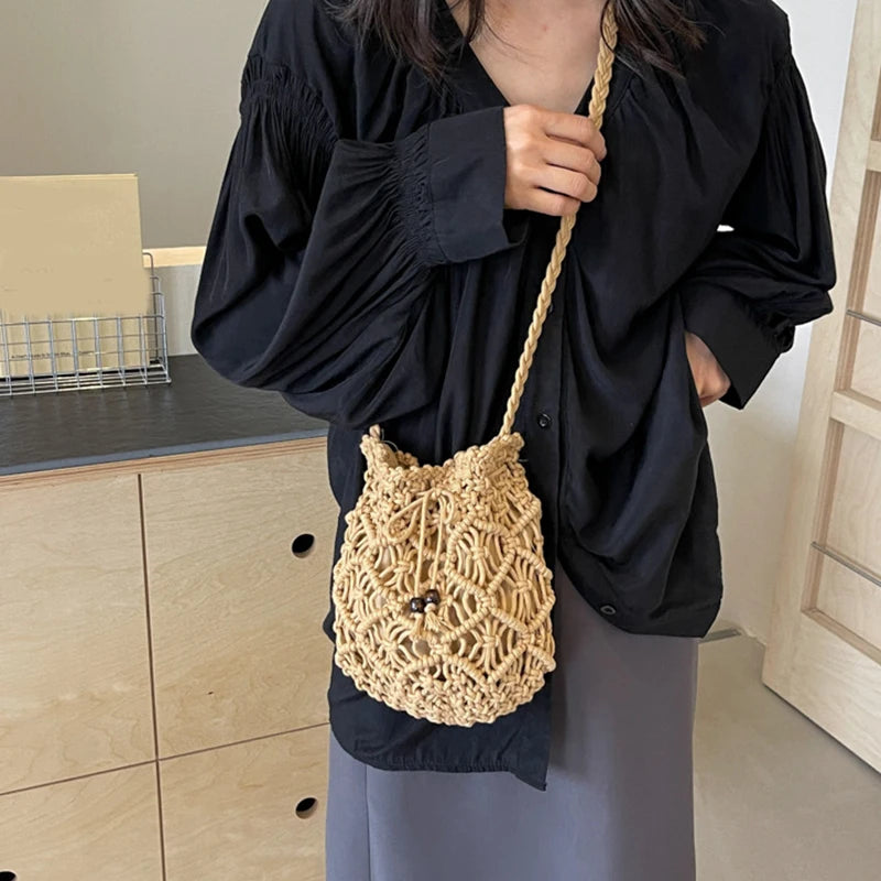 Cotton Rope Woven Women's Shoulder Bag Bohemian Handmade Crossbody
