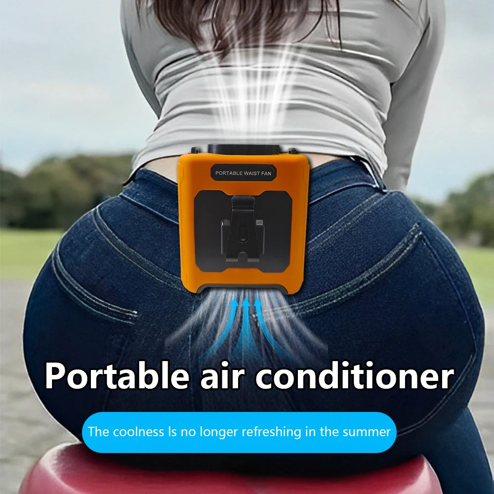 20000mAh Outdoor Portable Waist Fan USB Charging Neck Fan Strong Wind Belt Mobile Power LED Lighting for Sports Express Work Vue