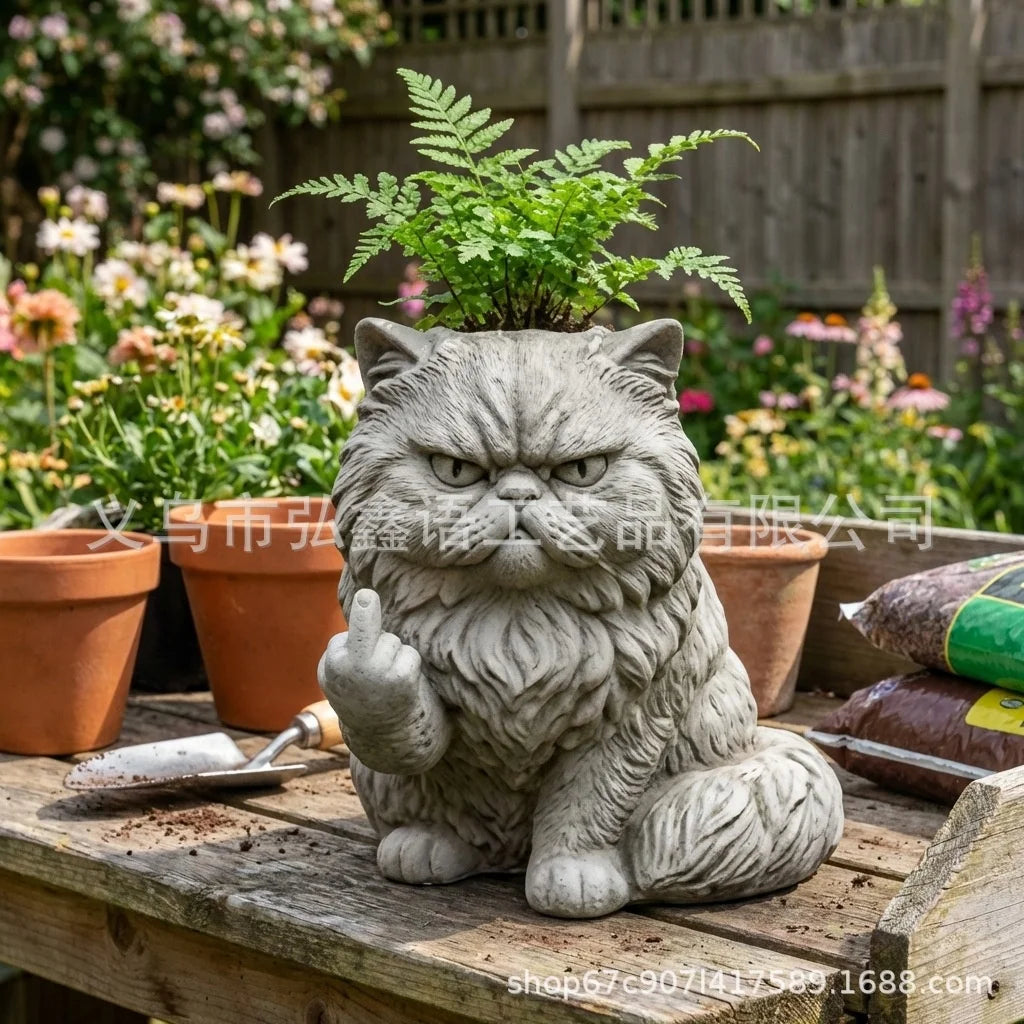 Middle Finger Succulent Cactus Plant Pot Planter Funny Resin Cartoon Animal Desktop Home Garden Office Balcony Novelty Gift Vue A1