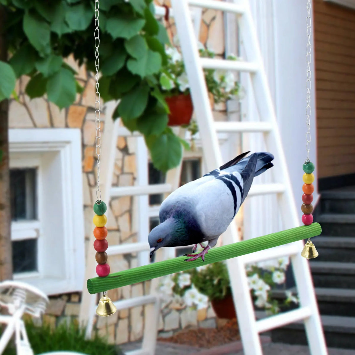ABKW-Chicken Swing Chicken Chicken For Hens Bird Parrot Macaw Hens Swing Ladder For Hens Bird Parrot Trainning Vue Green