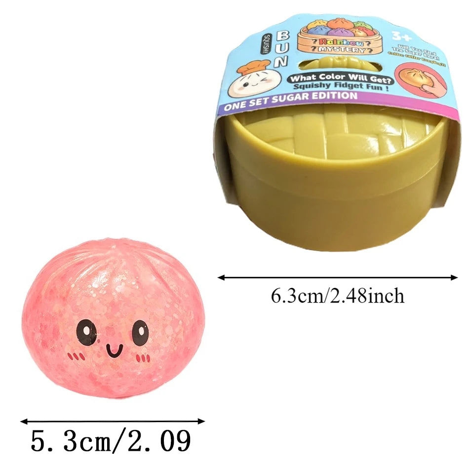 Dumpling Squishy Glitter With Box Dumplings Sensory Steamer Soft TPR Dough Ball for Decompression Fidget Toy Stress Relief Gift Vue