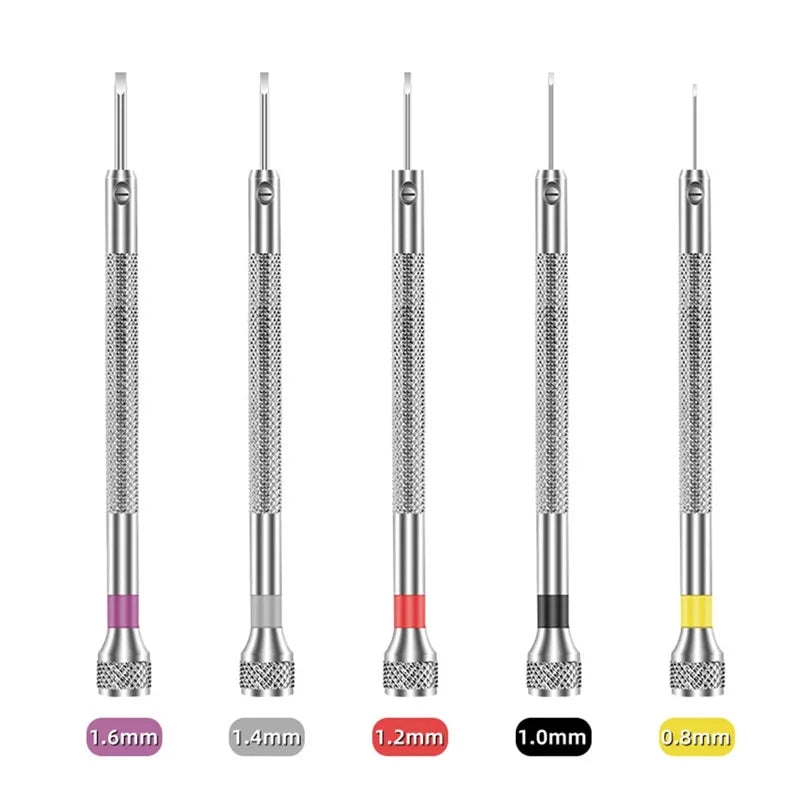 5PCS Set 0.8-1.6mm Steel Screwdriver for Watch Repairing Portable Watch Tools Band Removal with Mini Link Pins Watchmaker Tools Vue B