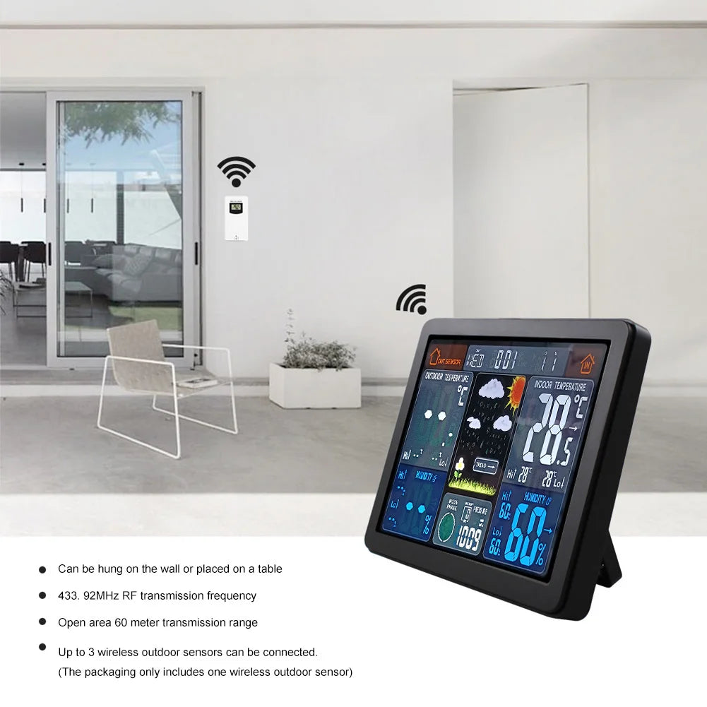 Digital Color Weather Station Clock & Wireless Thermometer Weather Station Clock Vue