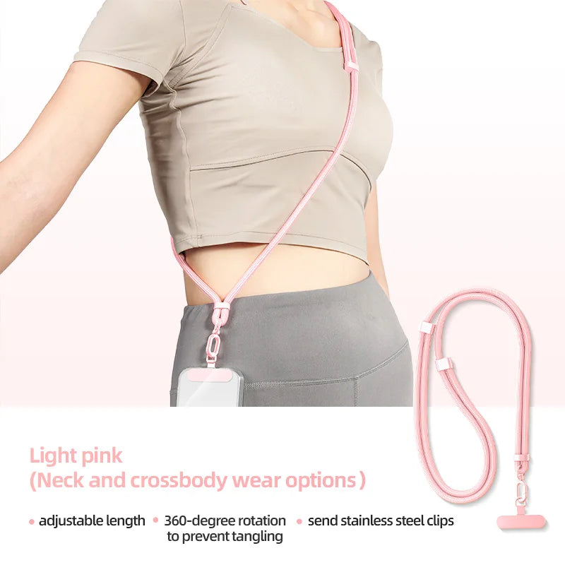 Phone Lanyard Adjustable Detachable Neck Cord Outdoor Universal Crossbody Strap Card Clip for Mobile Phone Case Vue Pink Nylon / Spandex