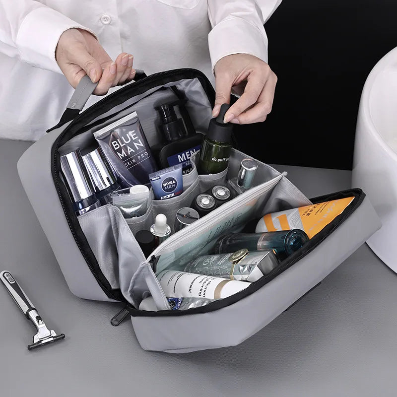 Men's Double Open Makeup Storage Bag Portable Zipper Closure Makeup And Beauty Bag Business Travel Toiletries Organizer Bags Vue