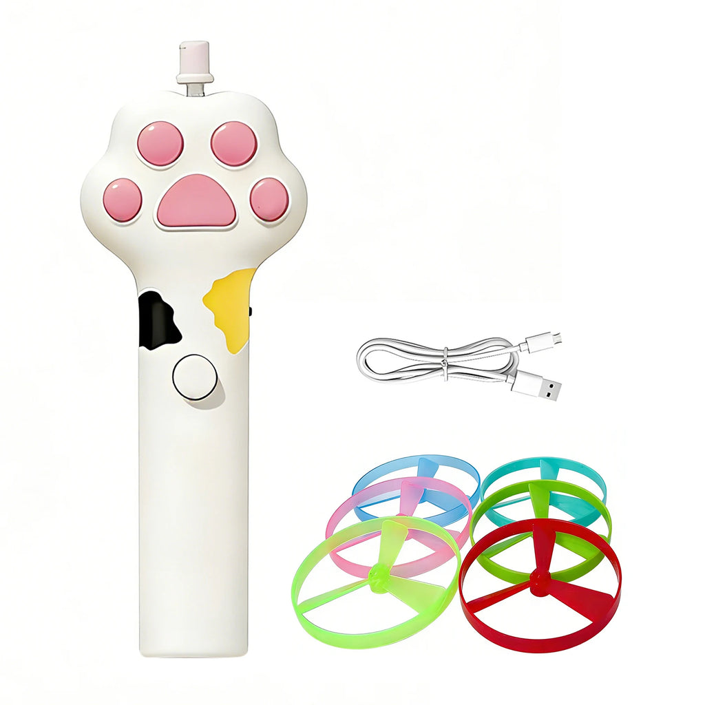 Electric Flying Disc Cat Toy | 6 Spinners, Rechargeable Electric Cat Toy Vue White China Mainland